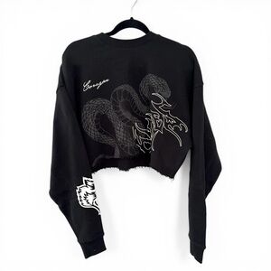 Darc Sport SHE Wolves Black Cropped Crewneck Sweatshirt Snake Small